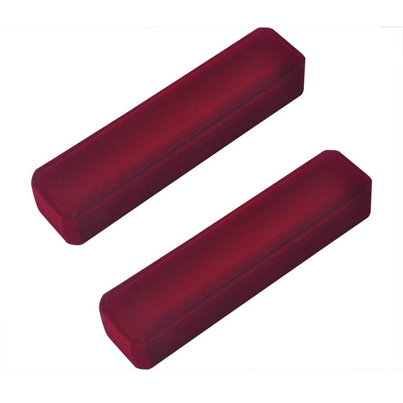 iSuperb 2 Pcs Long Red Velvet Necklace Box Chain Bracelet Boxes Cases 8.7x1.6x2inch Jewelry Display Storage Gift Box - Image 5